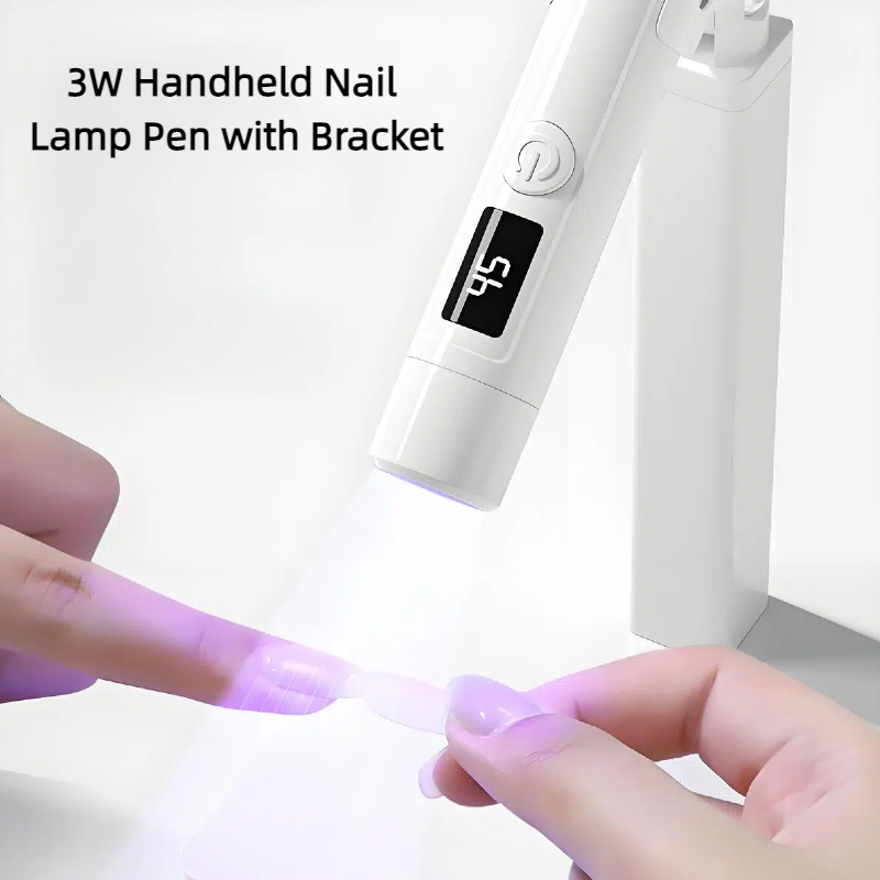5W Handheld Nail Lamp Pen with Bracket,Portable Nail Lamp for Gel Nails Rechargeable Nail Dryer, Timeable Nail Enhancement Light for Home DIY and Professional Manicure Salon 