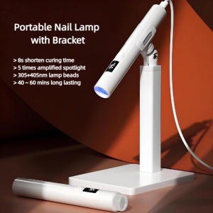 5W Handheld Nail Lamp Pen with Bracket,Portable Nail Lamp for Gel Nails Rechargeable Nail Dryer, Timeable Nail Enhancement Light for Home DIY and Professional Manicure Salon 