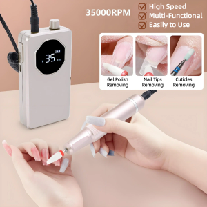 Professional Portable Rechargeable Electric Nail Drill Machine for Acrylic Nails Gel Polishing Removing, Manicure Salon at Home, 35000 RPM 