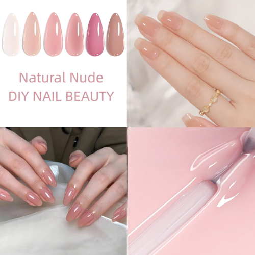 Natural Nude Gel Nail Polish Kit Soak Off UV / LED Nail Art Design Manicure Salon DIY Salon at Home, 6 Colors 5ml