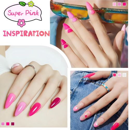 Super Pink Gel Nail Polish Kit Soak Off UV / LED Nail Art Design Manicure Salon DIY Salon at Home, 6 Colors 5ml