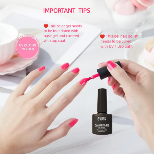 Super Pink Gel Nail Polish Kit Soak Off UV / LED Nail Art Design Manicure Salon DIY Salon at Home, 6 Colors 5ml