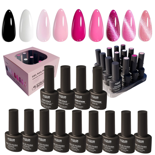Super Girl Gel Nail Polish Kit Soak Off UV / LED Nail Art Design Manicure Salon DIY Salon at Home, 9 Colors, 5ml