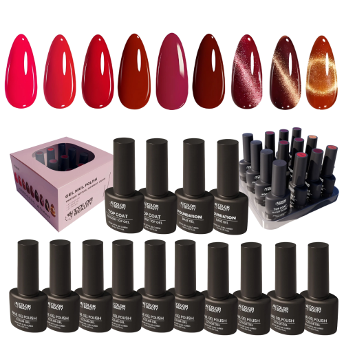 Gorgeous Woman Gel Nail Polish Kit Soak Off UV / LED Nail Art Design Manicure Salon DIY Salon at Home, 9 Colors, 5ml