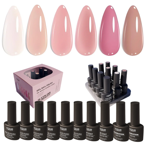 Natural Nude Gel Nail Polish Kit Soak Off UV / LED Nail Art Design Manicure Salon DIY Salon at Home, 6 Colors 5ml