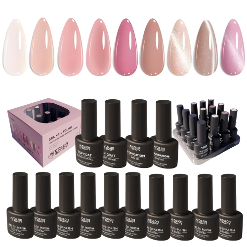 Natural Nude Gel Nail Polish Kit Soak Off UV / LED Nail Art Design Manicure Salon DIY Salon, 9 Colors, 5ml