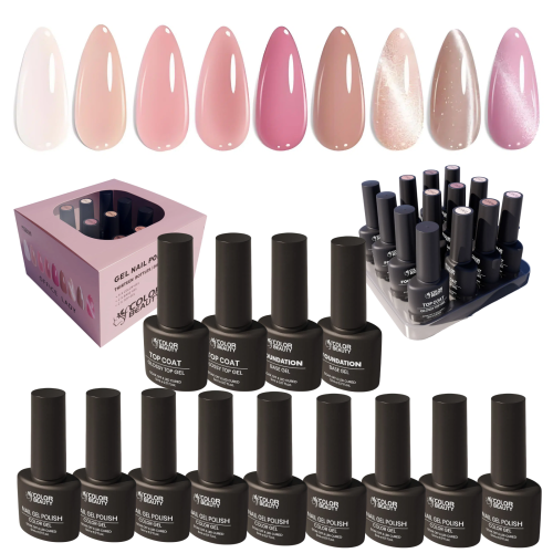 Natural Nude Gel Nail Polish Kit Soak Off UV / LED Nail Art Design Manicure Salon DIY Salon, 9 Colors, 5ml