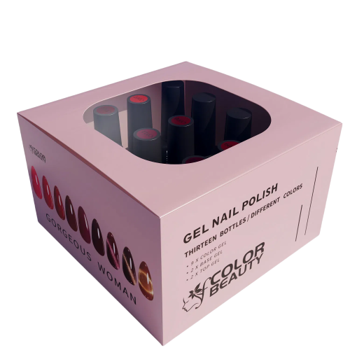 Gorgeous Woman Gel Nail Polish Kit Soak Off UV / LED Nail Art Design Manicure Salon DIY Salon at Home, 9 Colors, 5ml