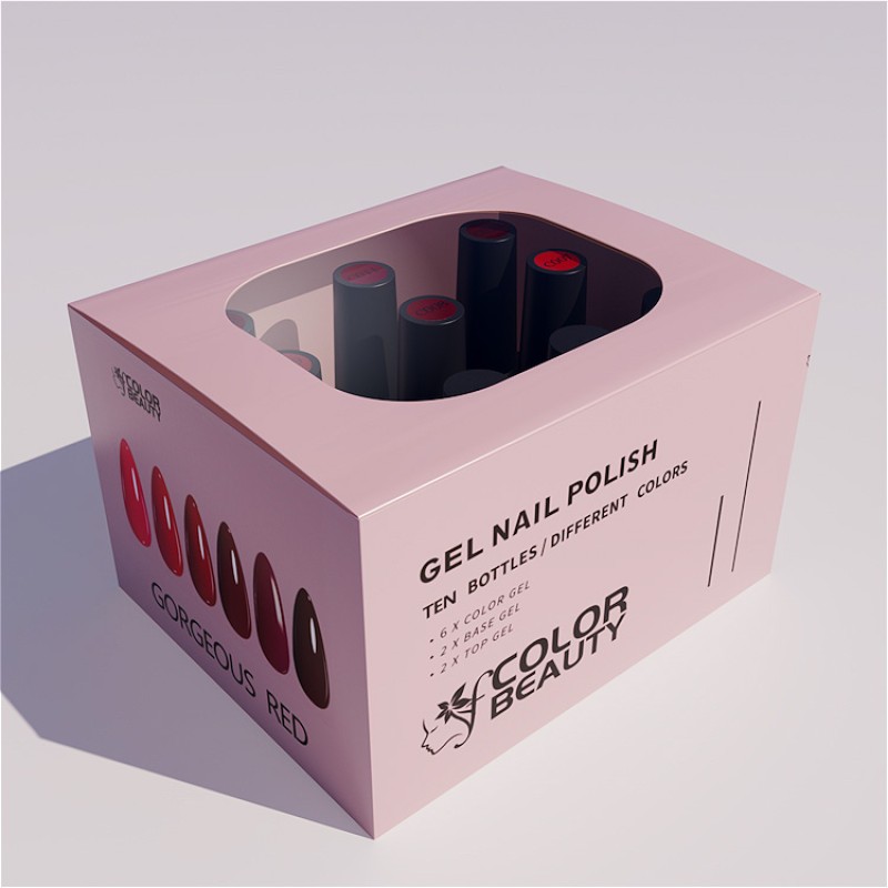 Gorgeous Red Gel Nail Polish Kit Soak Off UV / LED Nail Art Design Manicure Salon DIY Salon at Home, 6 Colors, 5ml 