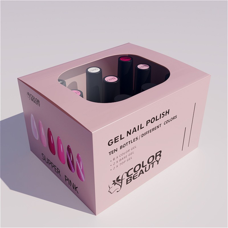 Super Pink Gel Nail Polish Kit Soak Off UV / LED Nail Art Design Manicure Salon DIY Salon at Home, 6 Colors 5ml 